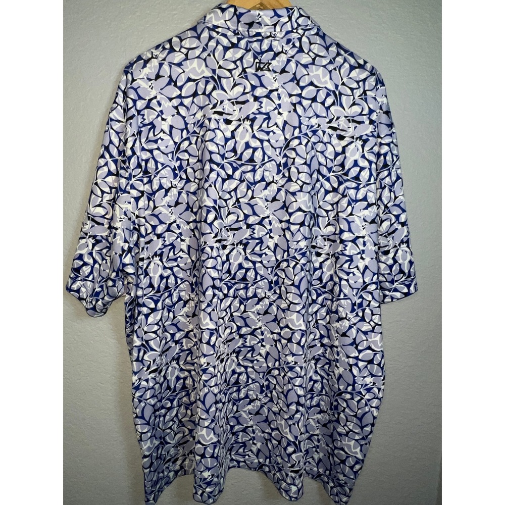 Cutter & Buck Golf Polo Mens XXL Blue Abstract Leaf Print Tapawingo National GC - Picture 6 of 13
